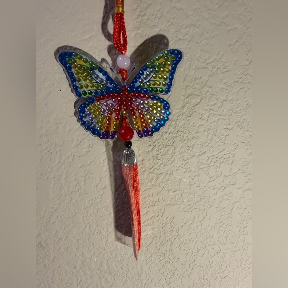 Multi Beaded Butterfly Hanging Ornament/Car Tassel/Wind Chime - Picture 5 of 12